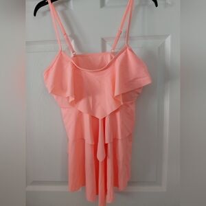 Peach Ruffle Layered Women's Bathing Suit Top